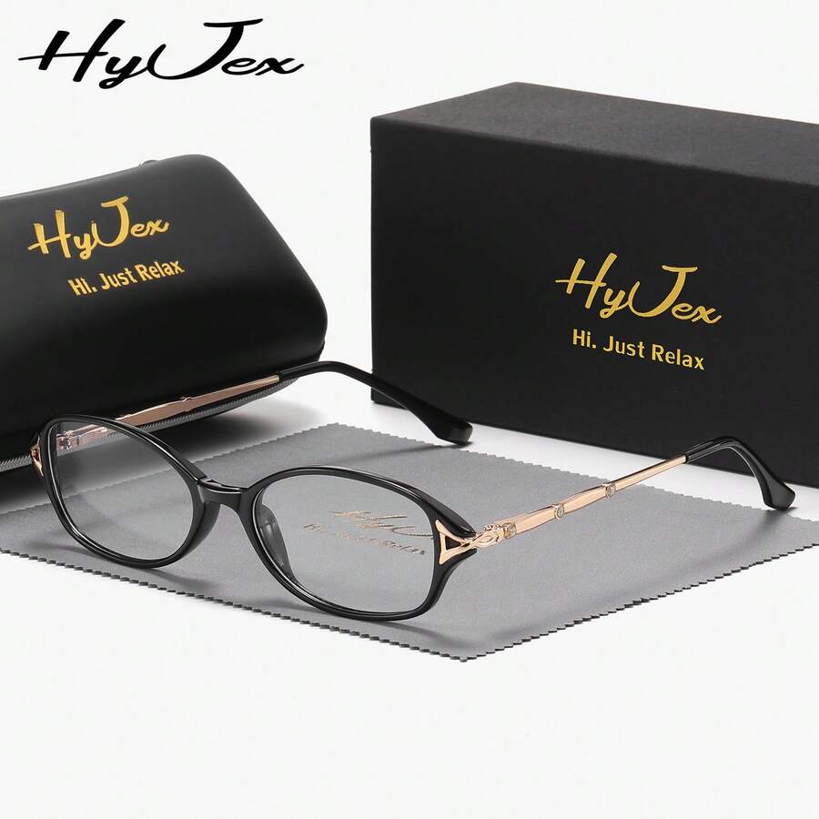 HyJex 1 Stück Unisex Exquisite Vollrahmen Plano-Brille, Neue Ovalrahmen Plano-Brille - Verschiedenfarbig - Übersicht 1