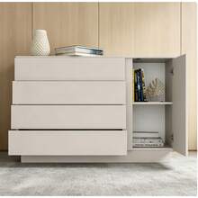 Modern Minimalist 5-Drawer Chest / Storage Cabinet / Drawer Unit / Organizer / Sideboard, Light Gray Matte Finish, Suitable For Bedroom, Living Room, Entryway, Dining Room, Study - Lockers - View 1