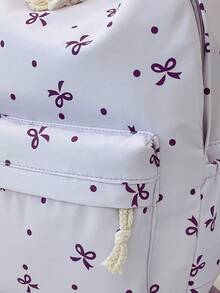 3pcs Set - Cute Bow Pattern Backpack Set For Back To School, Large Capacity Polyester School Day Bag With Lunch Bag And Pencil Case, Multi-Pocket Casual Backpack, Lightweight Bookbag, Suitable For Students/Graduates/Young People, Perfect For Back To School/Daily/Shopping/Short Trips And Outdoor Leisure Activities - 2283 - View 11
