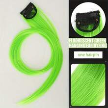 Synthetic Long Neon Green Hair Extensions 24 Inch Colorful Straight Hair Party Highlight Hair Accessory - Multicolor - View 11