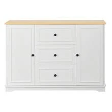 Modern Sideboard In A Minimalist Style / MDF Sideboard / Freestanding Base, High Load-Bearing Capacity / Generous Storage Space / Suitable For Dining Rooms, Living Rooms And Entryways - White - View 11