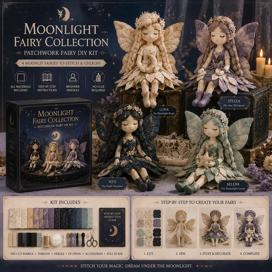 Frost Ice Elf Hand Sewing Doll Making Kit, Complete Pre-Cut Fabric & Ornament Accessories DIY Craft Set, Step-By-Step Instruction Included, No Glue Required Winter Hobby Kit - Multicolor - View 1