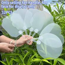 20pcs/12pcs Blank Transparent Plastic Fan Handle Set, Universal Round Handmade Fan Accessories, DIY Craft Graffiti Design Tool, No Battery Required, Suitable For Holiday Party Summer Outdoor Projects, Adult Fan Accessories - Transparent Plastic Fan Handle - View 8