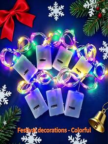 Colorful Fairy Lights Battery Powered String Lights, 3 Functions: Fast Flash, Slow Flash, Constant On, Silver Wire Twinkle Lights Suitable For DIY, Party, Wedding, Bedroom, Holiday Decoration, Available In 1m10LED /2m20LED/3m30LED And 10pcs/20pcs - Color - View 4