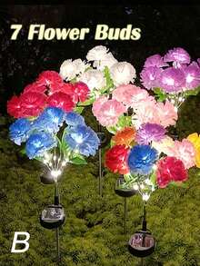 New Solar Powered Rose Flower Light, Outdoor Waterproof LED Ground Insert Lawn Lamp For Garden Decoration, 2 Styles Available, 1pc - Multicolor - View 5
