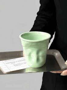 1pc Ins Style Pleated Twisted Ceramic Mug, Niche Coffee Cup For Home Afternoon Tea Milk Tea, Minimalist Solid Color Water Cup, Creative Textured Design Cup, Versatile Drinking Cup, Couple/Best Friend Matching Gift, Home/Office Breakfast Beverage Cup, Photo-Worthy Tableware, Multi-Color Options, Versatile Home Decor Gift - Multicolor - View 18