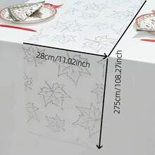 1pc Line Drawing Table Runner 28*275cm 11.02*108.27inch Tougan Transparent Line Drawing Maple Leaf Table Runner Polyester Fabric Table Decor Suitable For Christmas Party, Birthday Party, Thanksgiving, Etc. (Multiple Colors Available) - Multicolor - View 8