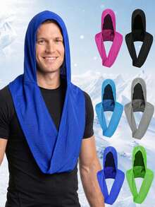 1pc Unisex Solid Color Hooded Balaclava Neck Gaiter, Breathable Mesh Moisture-Wicking Quick-Dry Cooling Headscarf, Sun Protection Multi-Purpose Headwrap, Suitable For Fitness, Cycling, Motorcycle, Running, Hiking, Outdoor Training, Beach - Multicolor - View 1