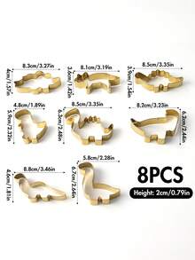1 Set 430 Stainless Steel 8pcs Mini Dinosaur Series Cookie Cutters, Suitable For Baking, Candy Making And Cake Decorating, Stainless Steel Pastry Cutter Set, Baking Molds, Cookie Cutters, Baking Tools, Kitchen Accessories - Silver - View 14