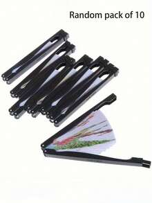 10pcs/5pcs Portable Folding Paper Fans, Traditional Chinese Style Painted Paper Fans, Suitable For Weddings, Birthdays, Dance Performances, Photography Props, Random Colors - A - View 10
