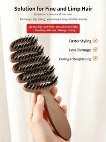 Tired Of Frizzy And Dull Hair? This Multi-Functional Boar Bristle Styling Brush Can Smooth Hair, Nourish Hair Quality And Lift Hair Roots. Get One For Your Best Friend As A Sweet Daily Gift! - Pine Cone Boar Bristle Hair Comb - View 3