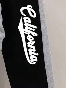 Young Boy Cartoon Pattern Hoodie And Sweatpants Set - Black - View 7