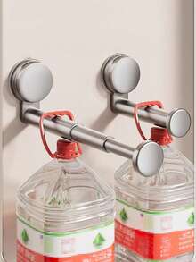 1pc Adjustable No-Drill Suction Cup Clothes Hanger, Bathroom Balcony Clothes Rack Storage Gadget No-Drill Home Multifunctional Hook Telescopic Clothes Hanger Wall Shelf, Portable Telescopic Clothes Rack Storage, Suitable For Home, Travel - Multicolor - View 4
