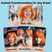 High-Color Short Bob Wig, Holiday Fun Cosplay Party Series Ball Costume Accessory Hairpiece, Women's Daily Wear Fashion Elegant Basic Style Wig - Multicolor - View 3