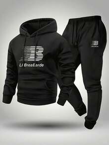 Men's Premium Hoodie And Comfortable Winter Jogger Pants Set - 黑色 - 查看 1