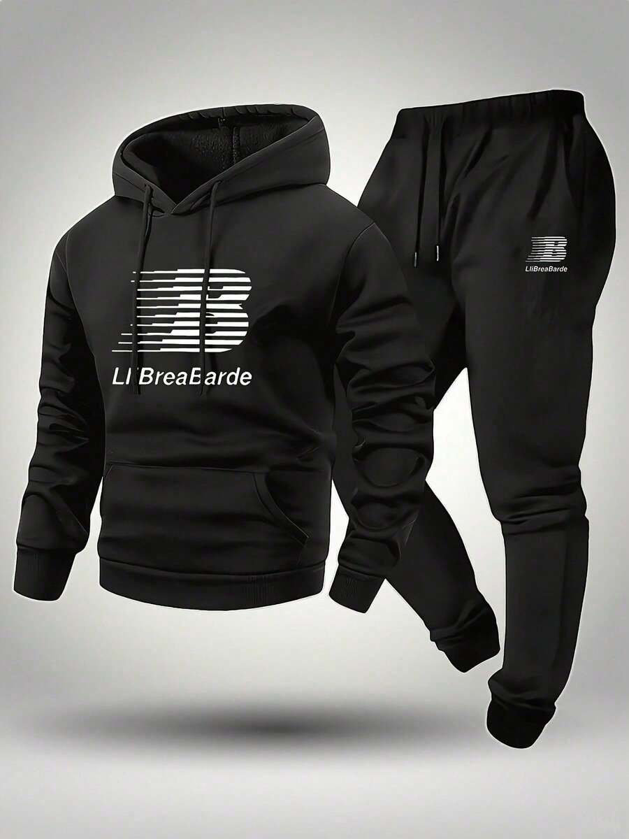Men's Premium Hoodie And Comfortable Winter Jogger Pants Set - 黑色 - 查看 1