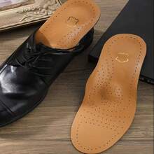 1 Pair Arch Support Insoles, PU Breathable Wear-Resistant Non-Collapsing Arch Support Insoles, Comfortable Foot Support - Faux Leather Brown - View 5