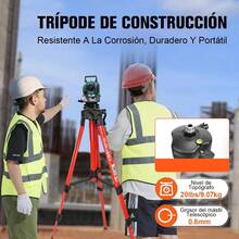 Trípode De 1.45 Para Nivel Láser Altura Regulable Aluminio - Rojo - Ver 10