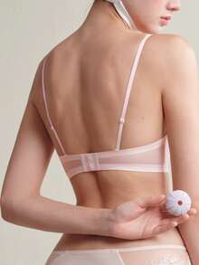 SUJIIN 女款無縫無鋼圈蕾絲飾邊內墊托高支撐內衣 MX525 - 粉色 - 查看 2