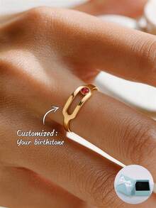Customized Personalized Birthstone 12 Months Inlaid Ring Mother's Day Gift Valentine's Day Gift Birthday Anniversary Gift For Friends Classmates Graduation Christmas Family High-End Gift - Style 1 - View 1
