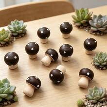 10pcs Garden Miniature Bonsai Accessories Wooden Red Mushroom Decor Suitable For Garden Decoration And Scene Arrangement - A - View 7