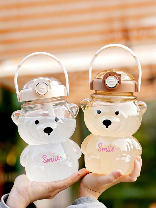 Cute Bear Straw Cup With Lid And Straw, Reusable, Honey Bear Cup, Large Capacity Cute Bear Shaped Straw Cup, Suitable For Hot And Cold Drinks, Coffee, Wine, Juice, Milkshake, Bubble Tea, Birthday Gift, High Aesthetic, Party Supplies, Exquisite Creative Gift, All Season Beverage Cup, Suitable For Outdoor, School, Camping, Sports And Other Occasions, Teacher's Gift, School Activity Gift, Family And Friends Gift, Back To School Gift