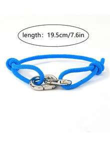 1 buah/2 buah Gelang Tali Anyaman Tangan yang Dapat Diatur, Gesper Tapal Kuda Perak Ganda, Gelang Tali Nilon, Gelang Tangan Minimalis Kasual Serbaguna Unisex - Gelang gesper dua lapis - View 9