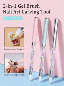 Pincel & Bolígrafo de Puntos, Pincel de Gel de Acero Inoxidable 2 en 1 de Doble Extremo, Herramienta de Corte de Polygel, Adecuado para Gel UV, Extensión de Uñas Acrílicas, Gel de Construcción Rápida, Para Uso en el Hogar y Salón de Uñas Profesional - Multicolor - Ver 1