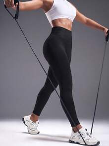 Women's Outdoor Sports Leggings, Multifunctional For Daily Wear, Slim Fit, Butt-Lifting Design, Lightweight & Breathable Moisture-Wicking - Black - View 3