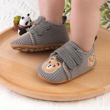 1 Pair Boys Girls Cartoon Bear Hook And Loop Design Sports Shoes Infant Walking Shoes Infant Shoes Suitable For Spring Autumn Winter - Grey - View 10