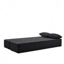 2-In-1 Convertible Corduroy Sofa Bed, Modular Floor Sofa, No Assembly Required, Fold-Out Sofa Bed With 2 Cushions - 黑色 - 查看 11
