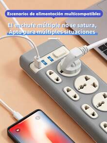 Australian Extension Cable, Multi-Outlet Plug, AC Power Strip, Independent Switch, Mains Filter With USB C Charging Ports - Multicolor - View 9