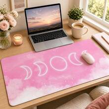 Watercolor Moon Phase Large Vanity Mat, Soft Starry Sky Cloud Print Non-Slip Rubber Extended Mouse Pad, Waterproof Long Keyboard Pad, Suitable For Makeup Table Office Desk Decor - View 15