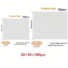 50/100支裝 壓克力棒棒糖棒 (15.24cm/6in)(20.32cm/8in)，蛋糕棒棒糖棒、糖果棒、甜點棒，適用婚禮、萬聖節、聖誕節糖果、融化蛋糕棒棒糖、杯子蛋糕裝飾、巧克力餅乾甜點，派對用品與派對裝飾 - 白色 - 查看 8
