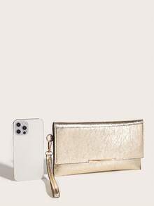Sac de soirée élégant en matériau PU pour femmes, sac à main de bal avec chaîne amovible, convient pour les mariages, les fêtes, les banquets et autres occasions - Doré - Voir 6