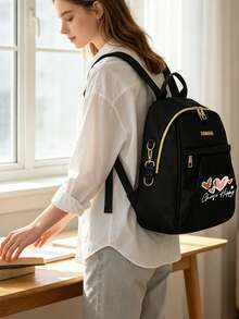 Mochila multifuncional linda para estudiantes, mochila ligera para uso diario, mochila con estampado de corazón, se puede elegir estuche de lápiz individual, una mochila o conjunto de mochila y estuche de lápiz, mochila para estudiantes, mochila ligera para viajes, mochila linda para uso diario, mochila multifuncional, mochila para desplazamientos - multicolor - Ver 5