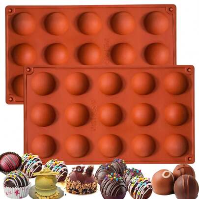 Moule à chocolat en silicone 15 cavités hémisphériques, moule hémisphérique convenant pour les truffes au chocolat, les boules de chocolat chaud, la gelée et la décoration de gâteaux