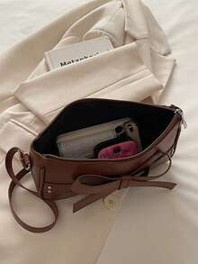 New Fashion Versatile Textured Chain Shoulder Bag Underarm Women's Bag - Brown - View 4