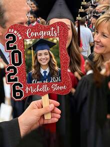 Custom Vintage Childhood Photo Graduation Fan, Personalized Graduation Gift, Class Of 2026 Senior Bestie Prop, Funny High School Grad - Multicolor - View 6