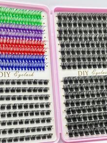 448簇單簇假睫毛 彩色睫毛簇 DIY 睫毛 音樂節主題風格 Y2K 節慶 Rave 派對妝容裝飾假睫毛 D捲度彩色睫毛接睫毛書 - 彩色的 - 查看 6