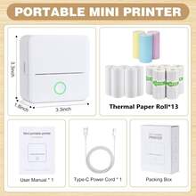White Mini Thermal Printer For Sticky Notes, Photos And DIY Coloring, Portable App Connected Pocket Printer For Study, Office, Home Memo And Creative Daily Use - Multicolor - View 19