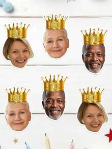 UNICCUT 24/48pcs Customizable 30th, 40th, 50th And 60th Birthday Party Face Crown Hat Stickers, Adult Birthday Decorations, Party Stickers - Multicolor - View 5