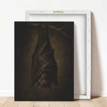 1 Stück Leinwandkunst, gerahmte Wanddekoration, Vintage Dark Academia Stil Ast Fledermaus Ölgemälde, atmosphärischer gotischer dunkler Wildtier Leinwanddruck, Retro dunkler Ton surrealistischer Ästhetik rahmenloses Poster, Bestseller dekoratives Gemälde, geeignet für moderne Heimdekoration, Raumdekoration, Wohnheimdekoration, Schlafzimmerdekoration, Badezimmerdekoration - Retro-Schläger - Übersicht 4