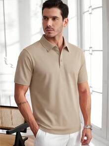 Plus Size -Random Sent 1PC | 13 Colors - Men's Summer Solid Plain Polo Shirt | Summer Short Sleeve Collared T-Shirt Top, Suitable For Business, Travel - Mixed Colors/Random 1PC - View 4