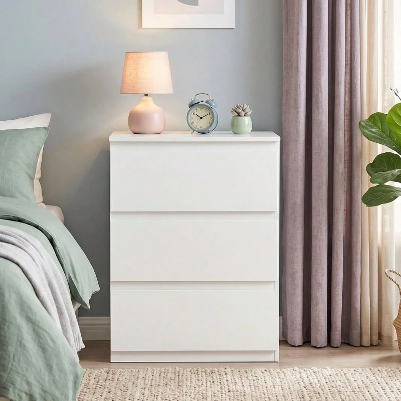 Chest Of Drawers With 3 Drawers, Modern Storage Furniture For The Bedroom, White Color. - 白色 - 查看 1