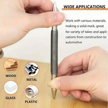 2 Packs Spring Dual Head Punch Set 5000PSI Hammerless Center Punch Nail Setter, Anti-Rust Metal Locator Marking Punch Tool For Wood Metal Glass Plastic DIY Hand Repair Tools - Central Thrust - View 7