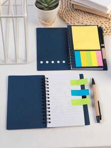 1/2/5 Notebooks With Pen Holder And Random Color Index Tab Stickers, Suitable For Study And Office Use, Random Notebooks, Sticky Notes Set - Multiple Styles - View 5