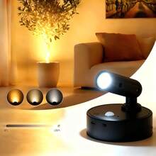 1pc USB Rechargeable LED Motion Sensor Spotlight, Magnetic Wireless Wall Light, 3 Color Modes Warm White/Natural White/Cool White, Battery Powered Decorative Light, Suitable For Closet, Hallway, Bedroom, Cabinet, Stairs - Magnetic Wall Lamp - View 3