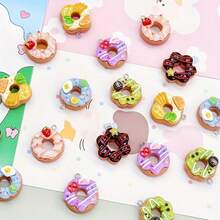 Set 10 buah Liontin Resin Donat Stroberi Warna-warni, Sempurna untuk Membuat Anting dan Kalung, Pilihan Ideal untuk Hiasan Dekoratif - MultiWarna - View 2
