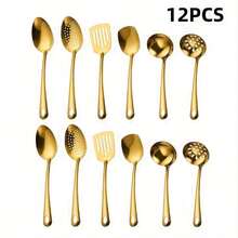 Stainless Steel Kitchen Set, Durable Kitchen Utensils, Gold-Plated, Cooking Set, Kitchen Equipment - View 1